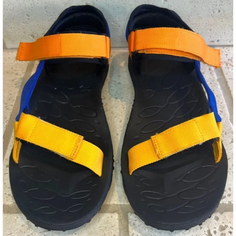 Merrell Men’s Kahuna Blue Orange Strappy Sandals Hook Loop Vibram Men Sz 11